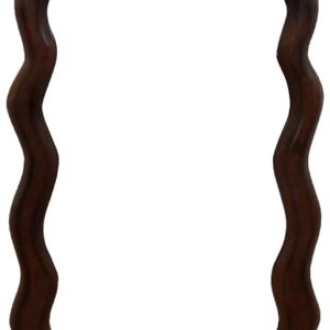 Luxury Wavy Wooden Full Length Mirror – Handcrafted Solid Wood Frame, Modern Irregular Wall Mirror for Living Room, Bedroom & Hallway Decor