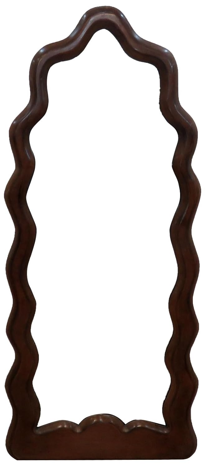 Luxury Wavy Wooden Full Length Mirror – Handcrafted Solid Wood Frame, Modern Irregular Wall Mirror for Living Room, Bedroom & Hallway Decor - Image 2