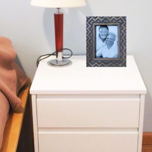 Rustic Wooden Picture Frame with Geometric Pattern, Table Photo Display, Brown