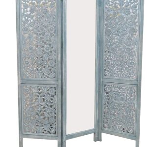 Wooden Handicraft Screen 3 Panel with Mirror |Wall Frame | Mirror Frame | Hallway | (Size 60×72 Inch)